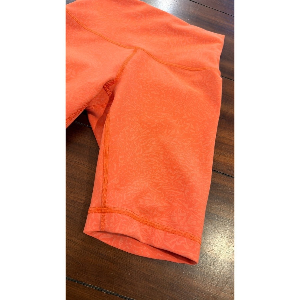Lululemon Align High-Rise Short Orange Floral Embossed Nulu Biker Shorts Size 4 - Picture 10 of 16